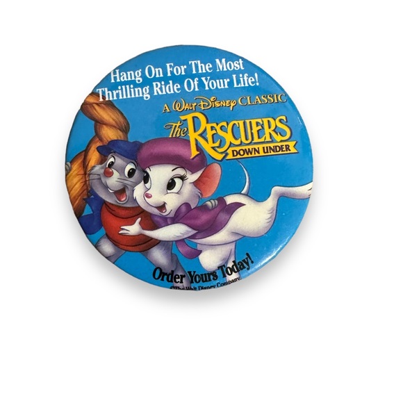 Vintage Disney Buttons LOT OF 6 Rescuers Beauty and the Beast Jungle Book 90s - Picture 6 of 8